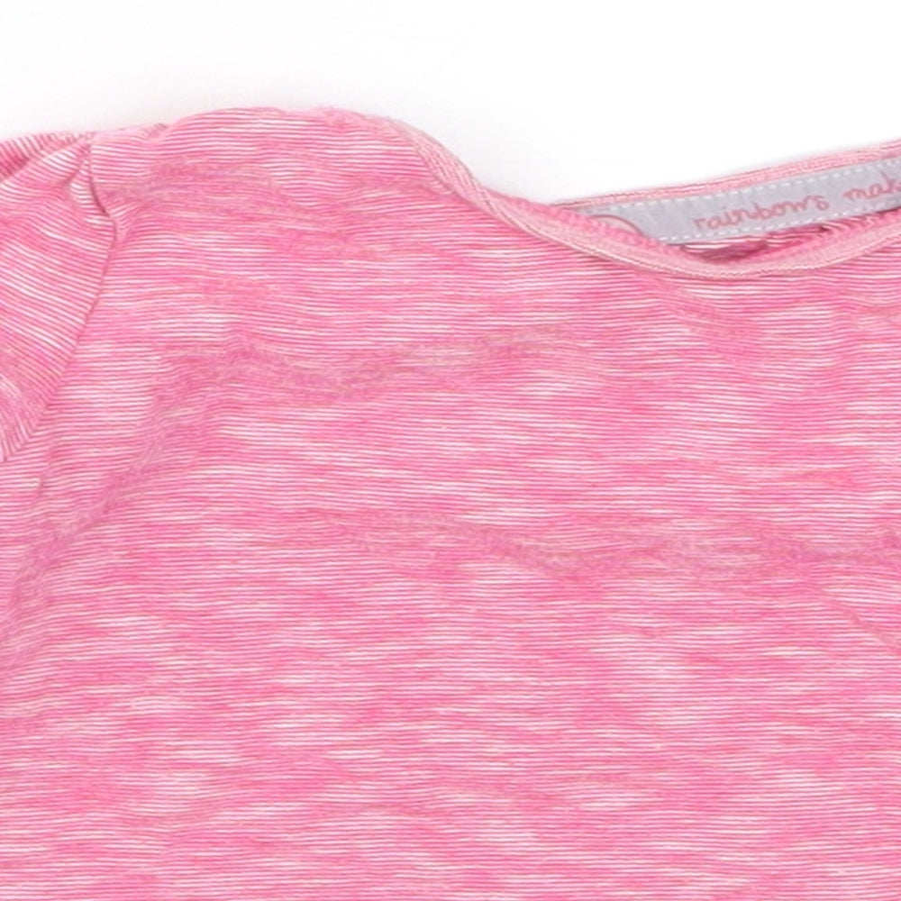 F&F Girls Pink   Basic T-Shirt Size 9-12 Months  - Rainbow