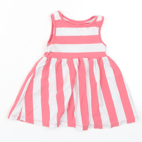 F&F Girls Red Striped  Skater Dress  Size 12-18 Months