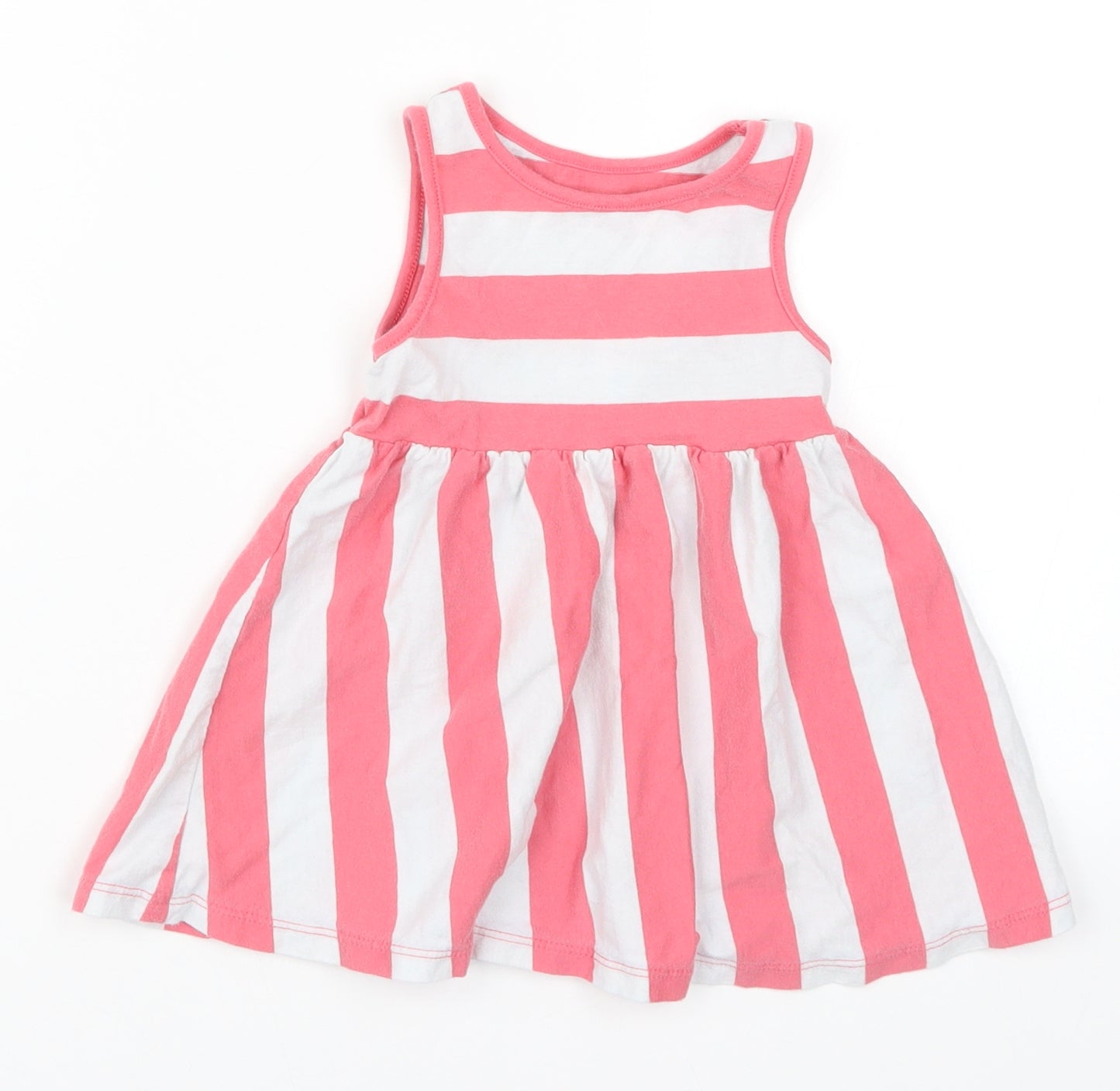 F&F Girls Red Striped  Skater Dress  Size 12-18 Months
