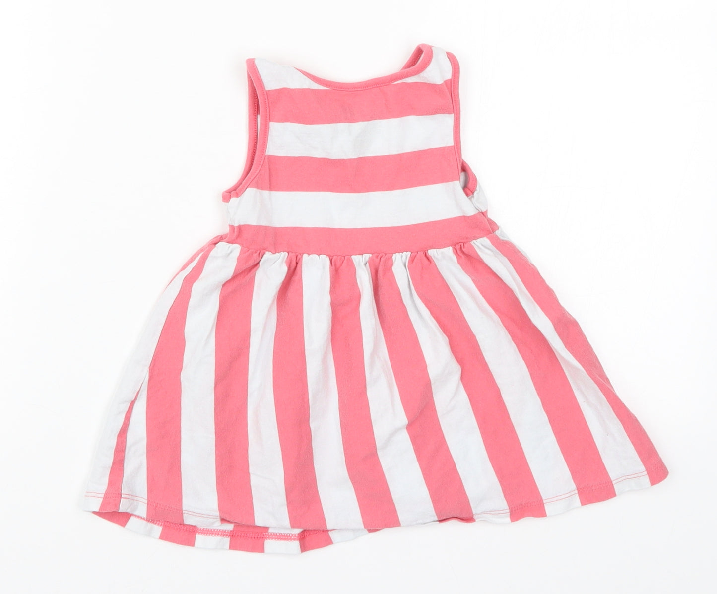 F&F Girls Red Striped  Skater Dress  Size 12-18 Months