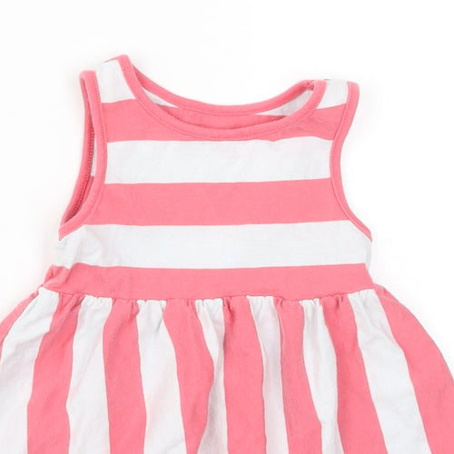 F&F Girls Red Striped  Skater Dress  Size 12-18 Months