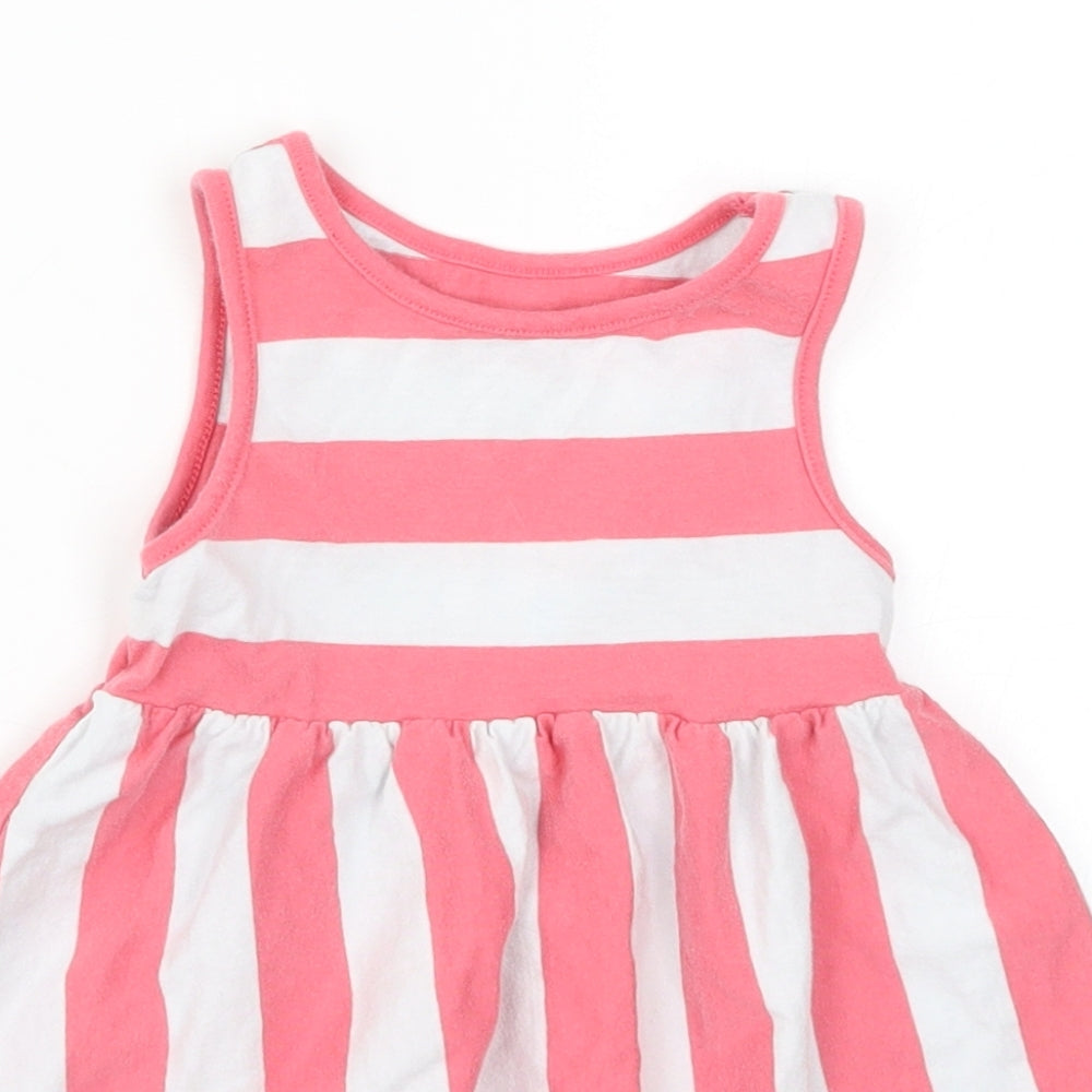 F&F Girls Red Striped  Skater Dress  Size 12-18 Months
