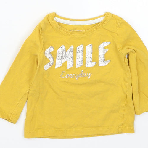 Primark Girls Yellow   Basic T-Shirt Size 9-12 Months  - Smile Everyday