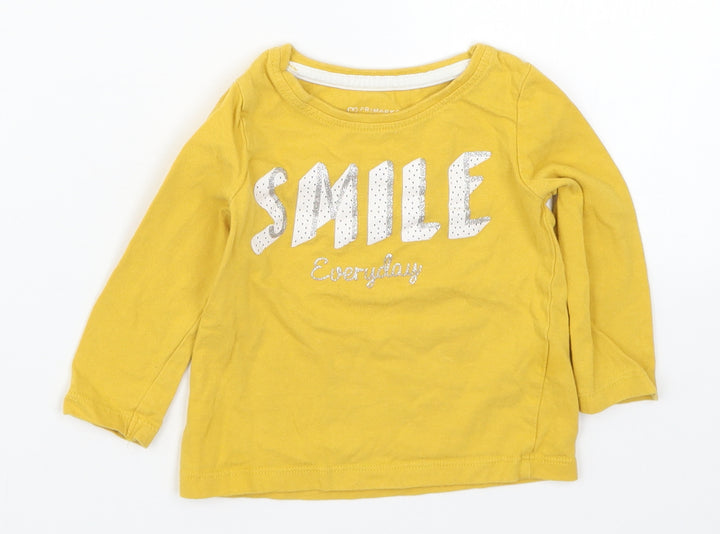 Primark Girls Yellow   Basic T-Shirt Size 9-12 Months  - Smile Everyday