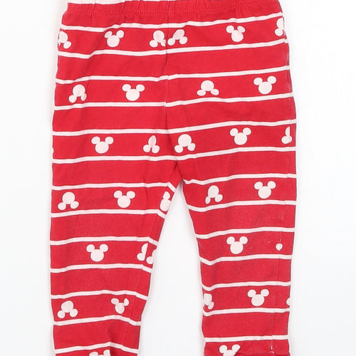 F&F Baby Red Striped  Sweatpants Trousers Size 12-18 Months  - Pyjama Pants Mickey Mouse