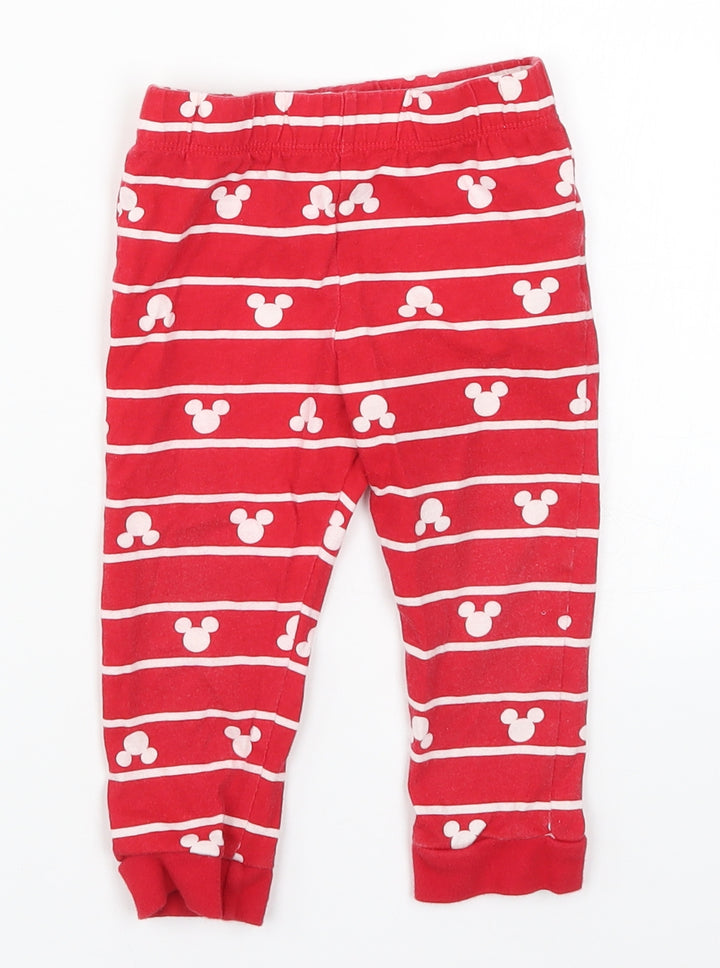 F&F Baby Red Striped  Sweatpants Trousers Size 12-18 Months  - Pyjama Pants Mickey Mouse
