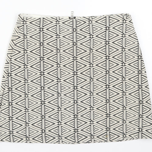 Topshop Womens Beige Geometric  A-Line Skirt Size 8
