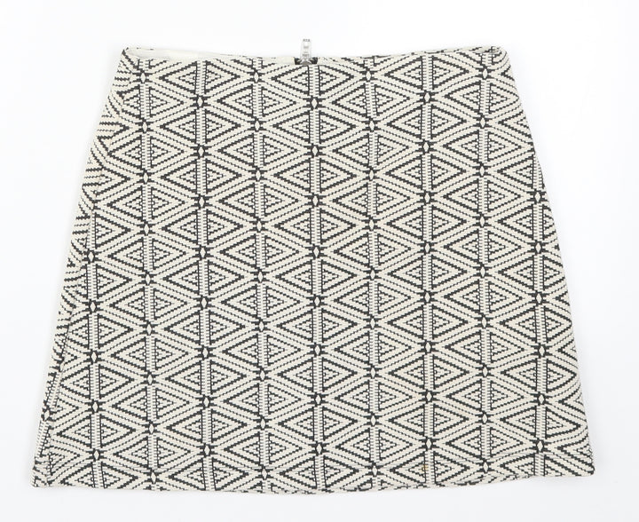 Topshop Womens Beige Geometric A-Line Skirt Size 8