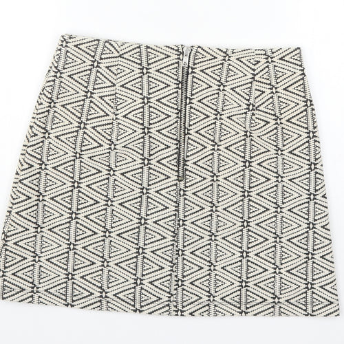 Topshop Womens Beige Geometric  A-Line Skirt Size 8