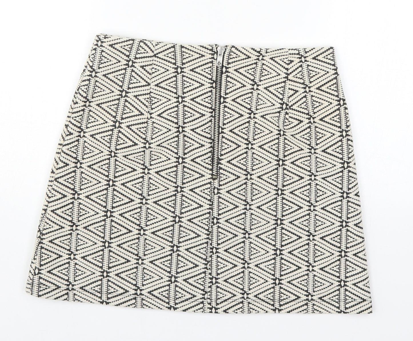 Topshop Womens Beige Geometric  A-Line Skirt Size 8