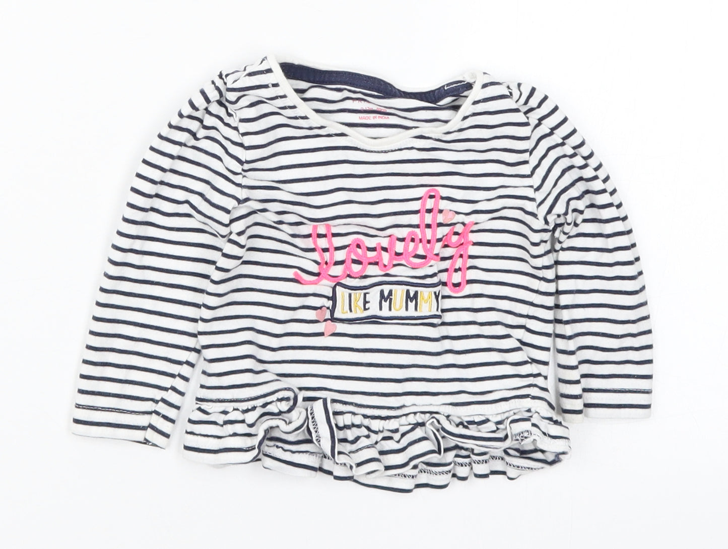 Primark Girls Blue Striped  Basic T-Shirt Size 9-12 Months  - Lovely Like Mummy