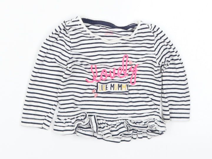 Primark Girls Blue Striped  Basic T-Shirt Size 9-12 Months  - Lovely Like Mummy