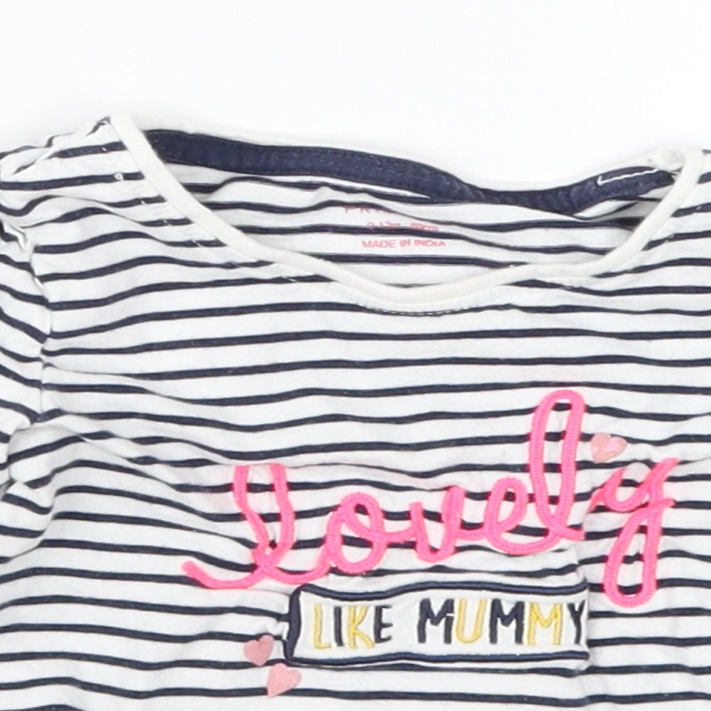 Primark Girls Blue Striped  Basic T-Shirt Size 9-12 Months  - Lovely Like Mummy
