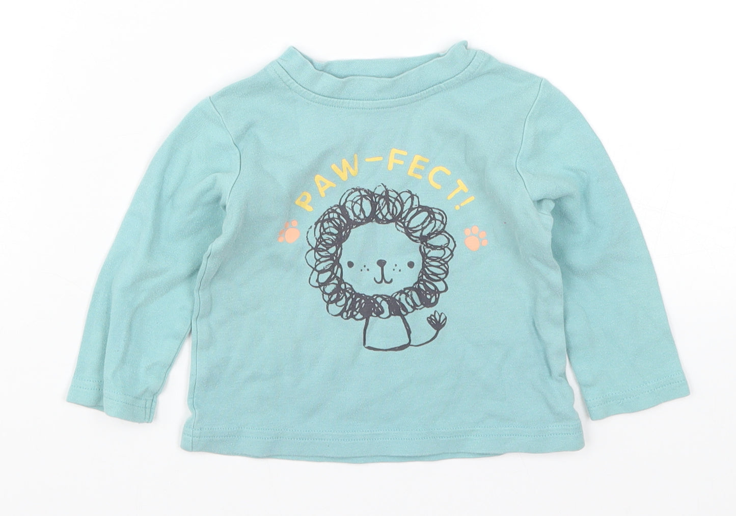 Nutmeg Boys Blue   Basic T-Shirt Size 9-12 Months  - Paw Fect Lion