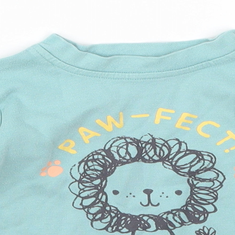 Nutmeg Boys Blue   Basic T-Shirt Size 9-12 Months  - Paw Fect Lion
