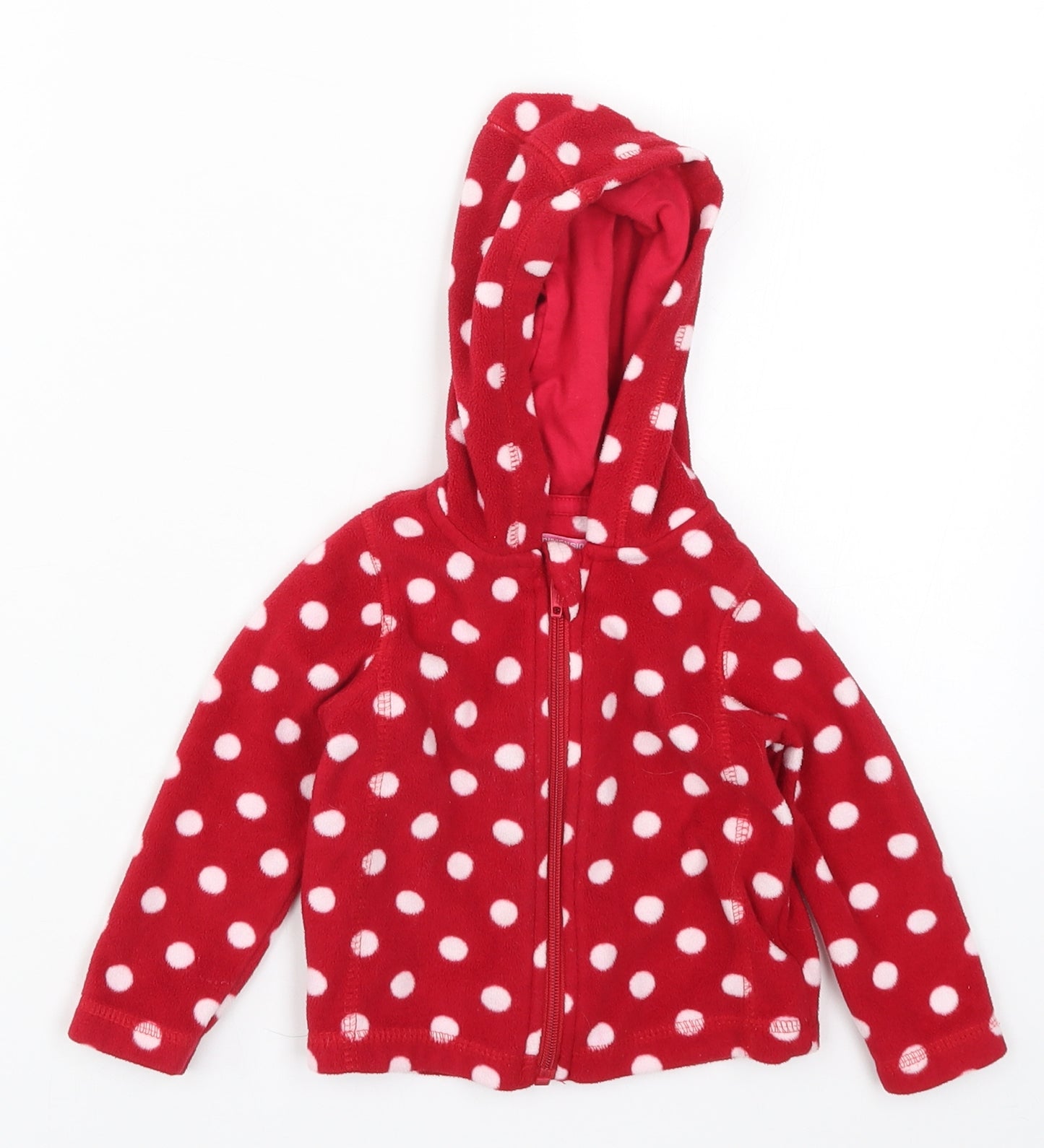 Young Dimension Girls Red Polka Dot Fleece Jacket  Size 9-12 Months