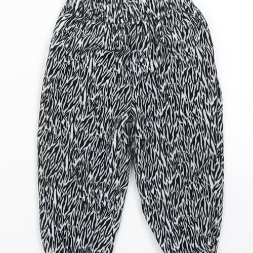 Preworn Girls Black Animal Print  Sweatpants Trousers Size 6-9 Months  - Pyjama Pants