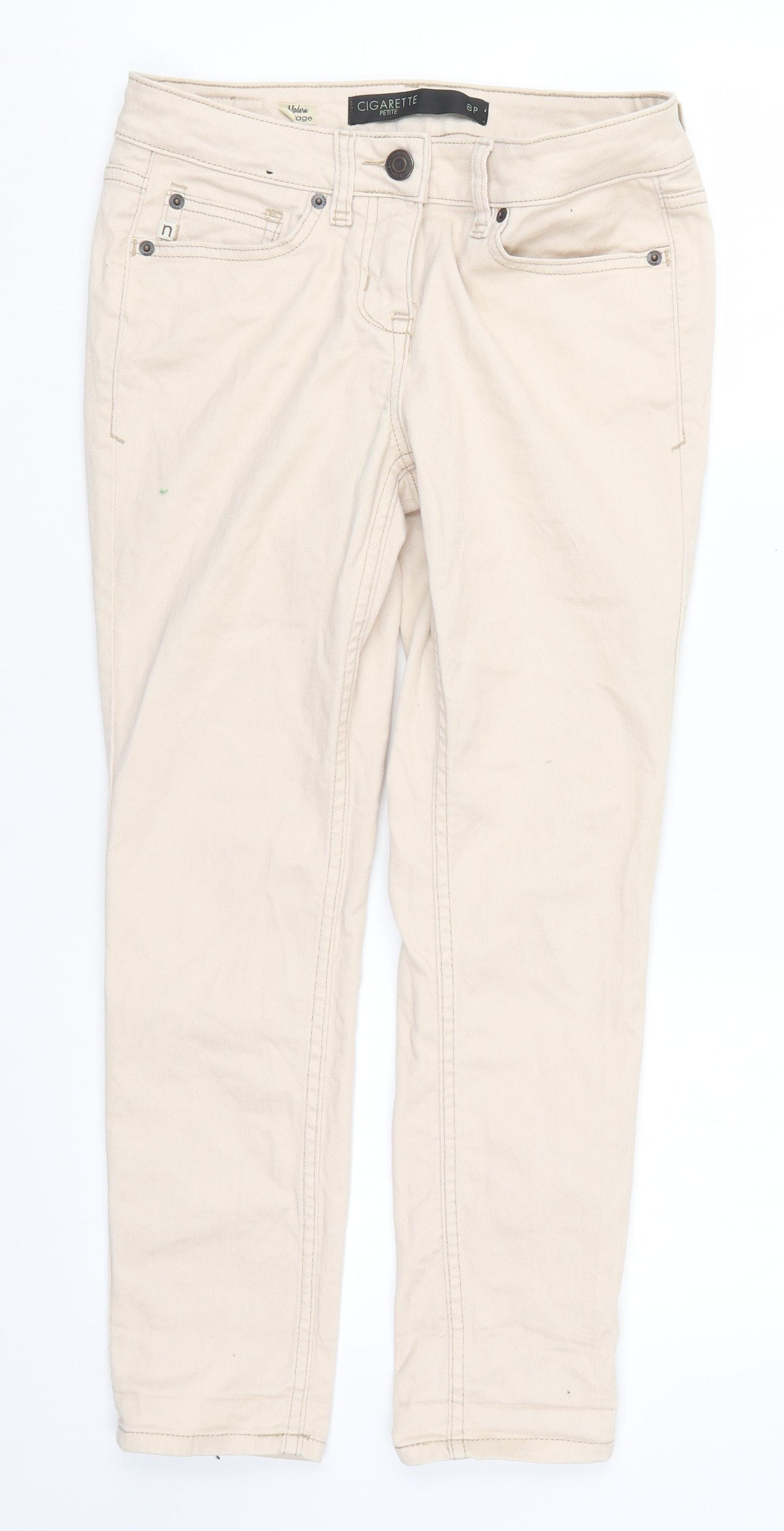 NEXT Womens Beige  Denim Cropped Jeans Size 8 L24 in