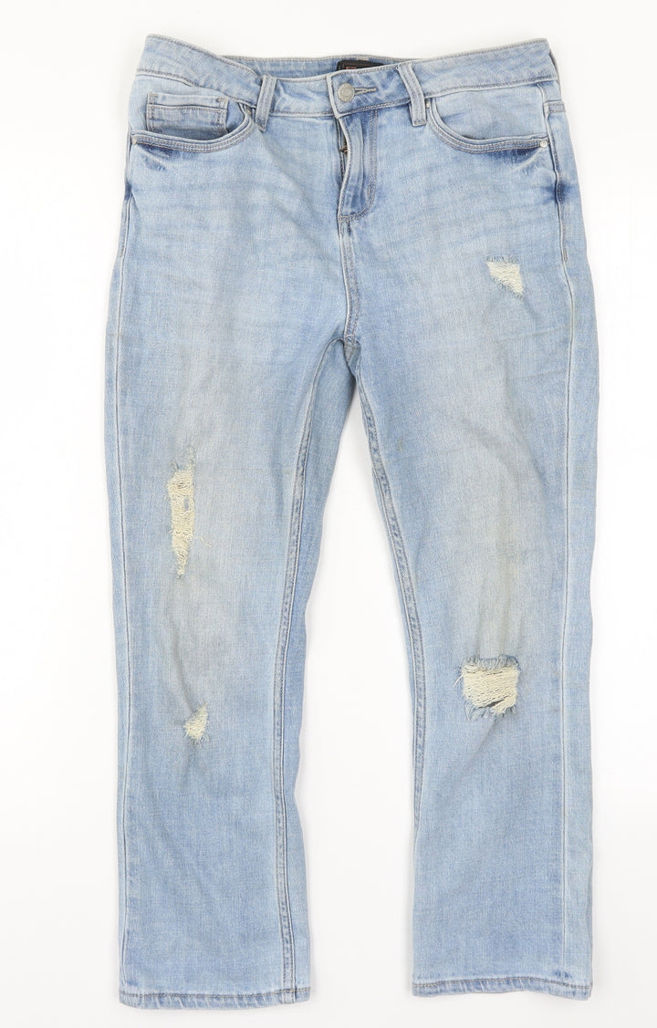 F&F Womens Blue  Denim Straight Jeans Size 8 L24 in
