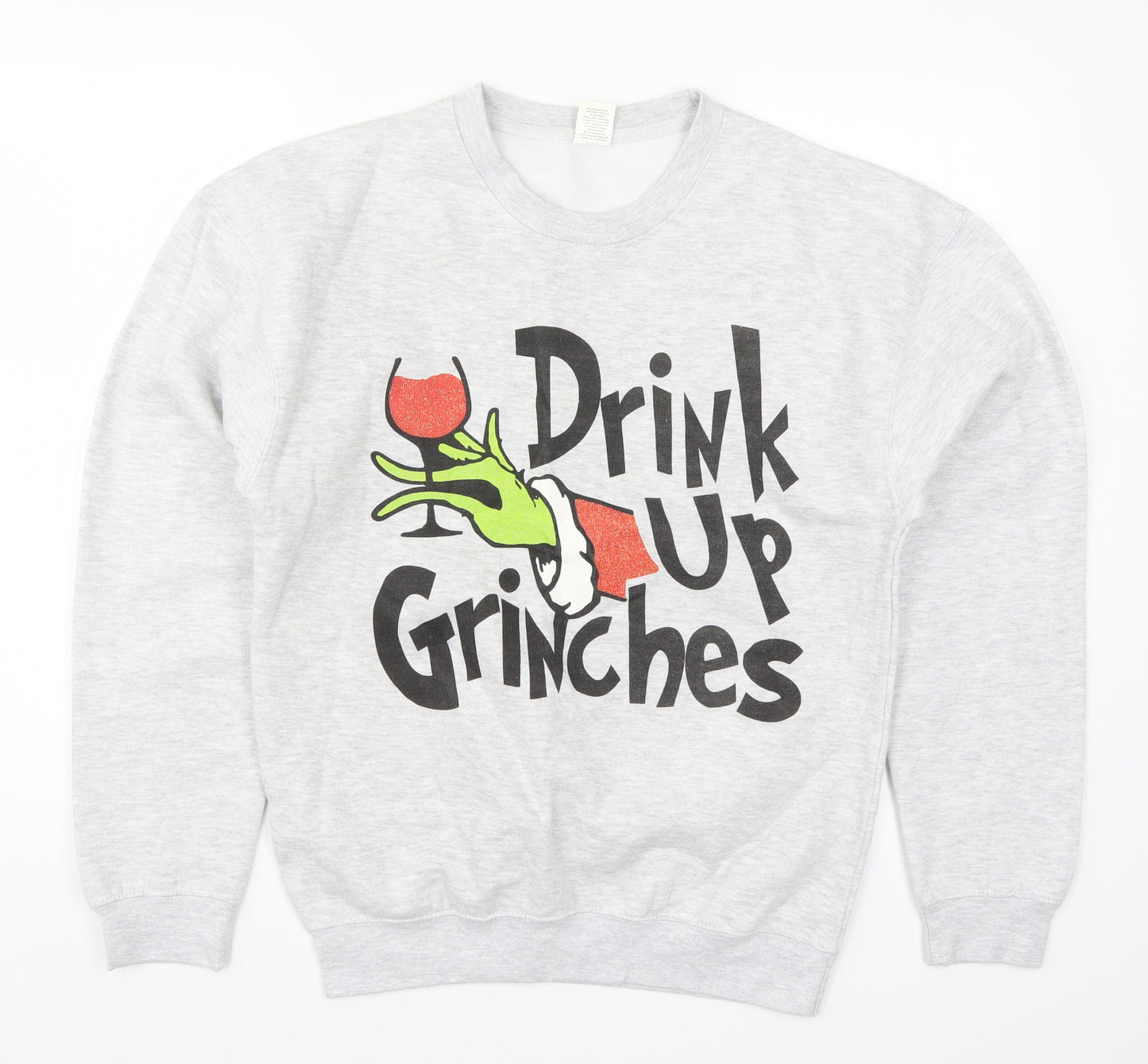 Bespoke Mens Grey   Pullover Sweatshirt Size S  - Drink Up Grinches