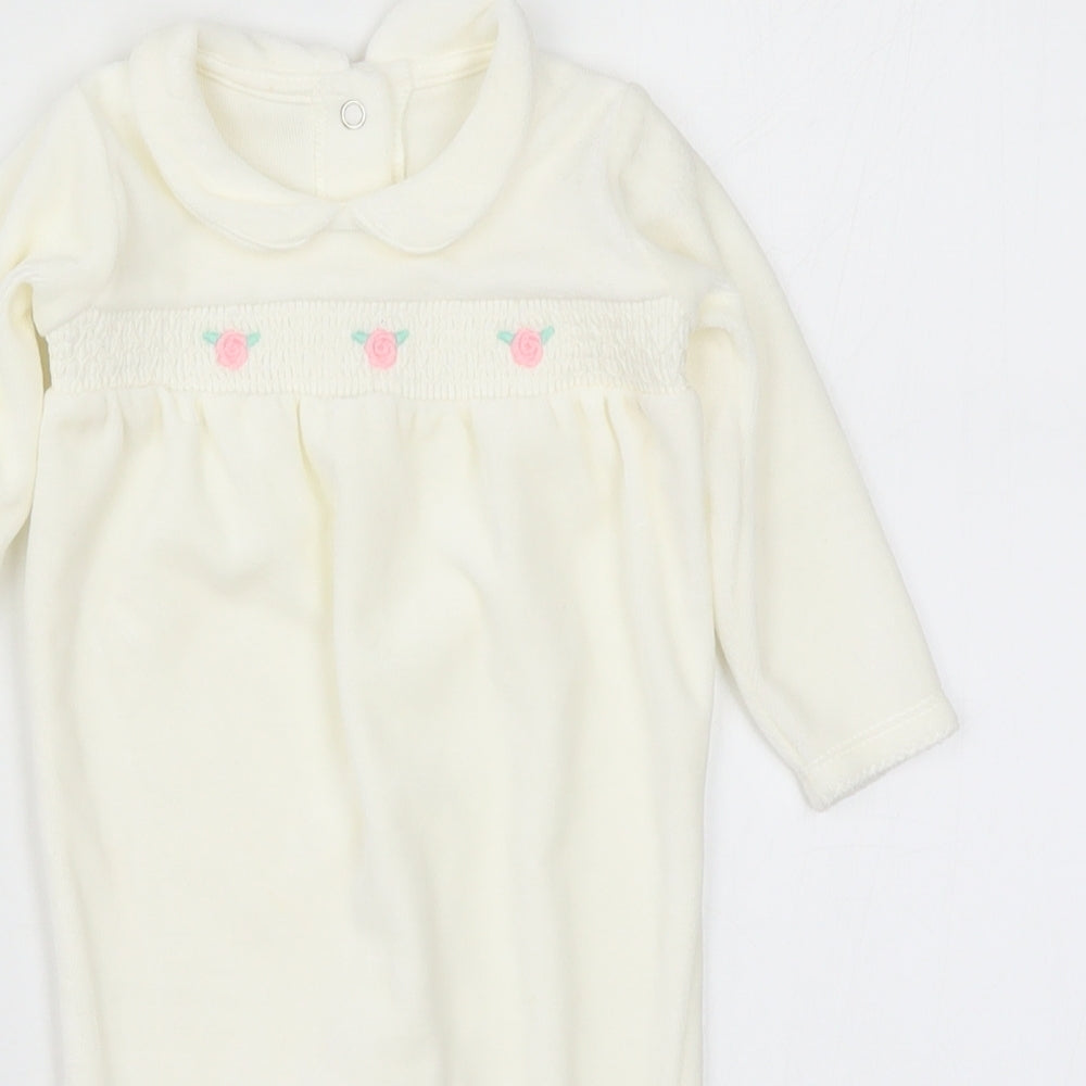 Matalan Girls Ivory Floral  Cami One Piece Size 0-3 Months