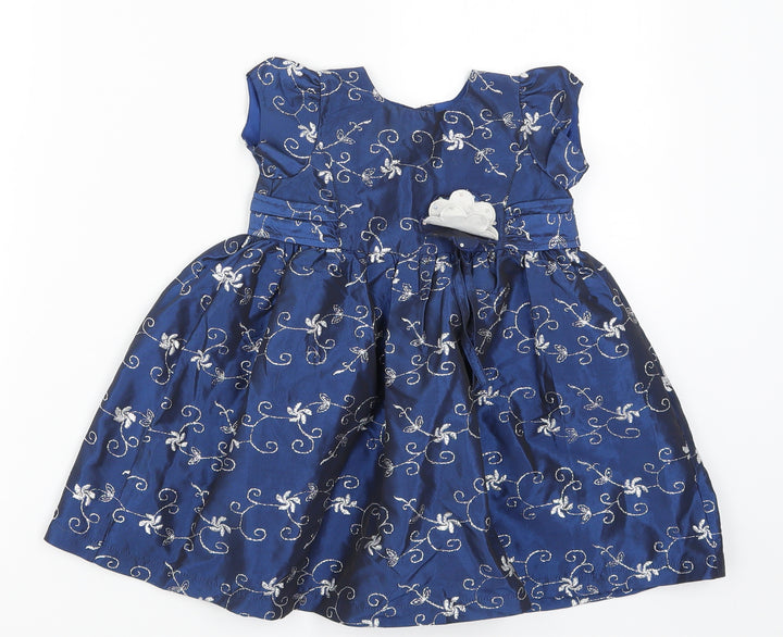 Eatlyu Days Girls Blue Floral  Fit & Flare  Size 6-9 Months