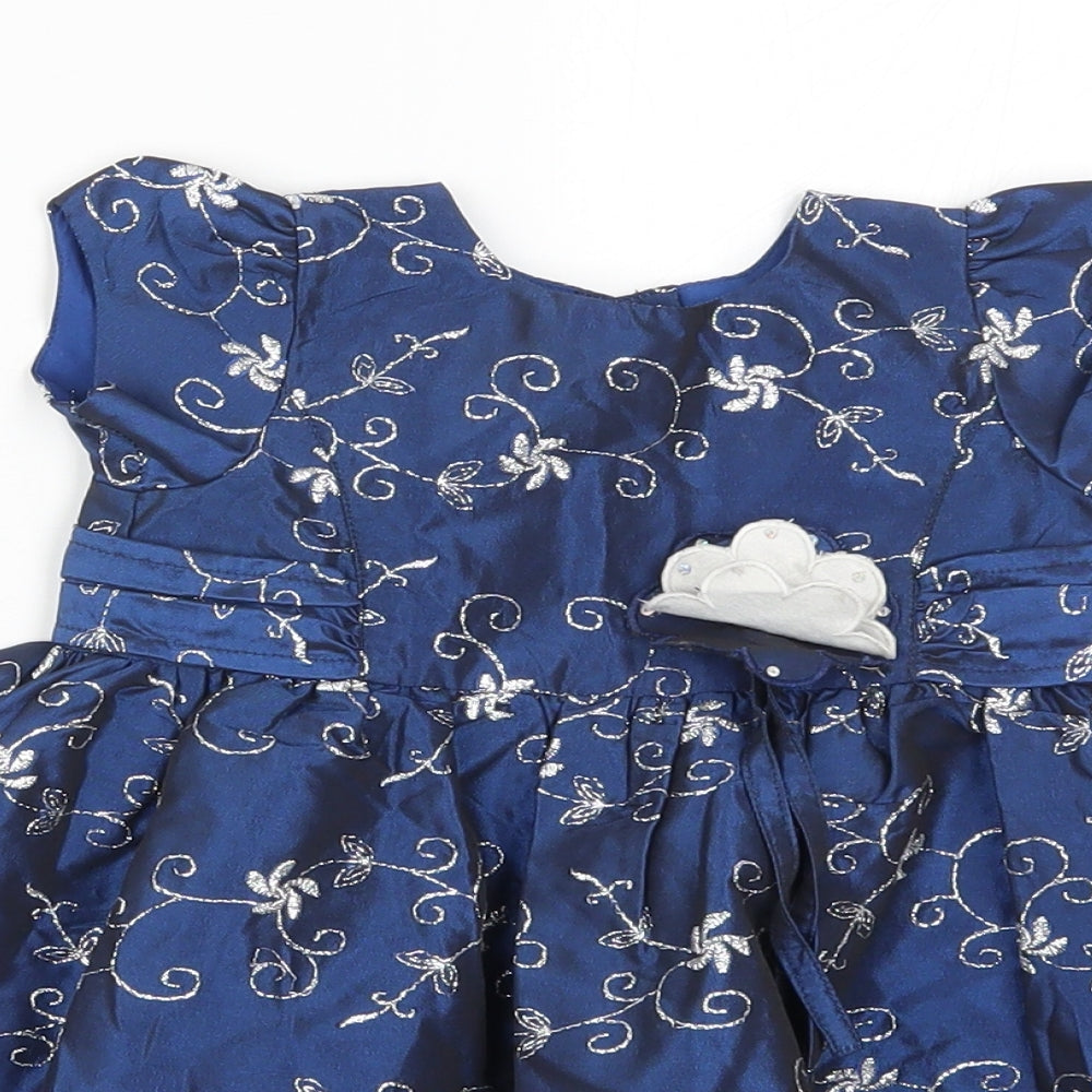 Eatlyu Days Girls Blue Floral  Fit & Flare  Size 6-9 Months