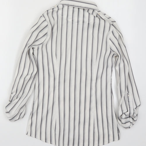 NEXT Womens White Striped  Basic Button-Up Size 6
