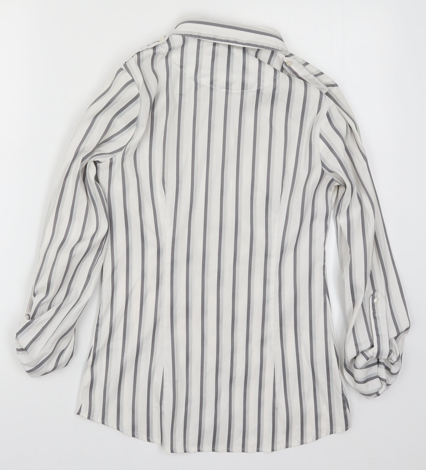 NEXT Womens White Striped  Basic Button-Up Size 6