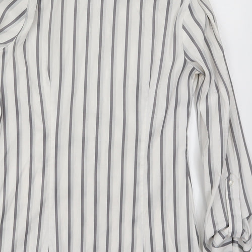 NEXT Womens White Striped  Basic Button-Up Size 6