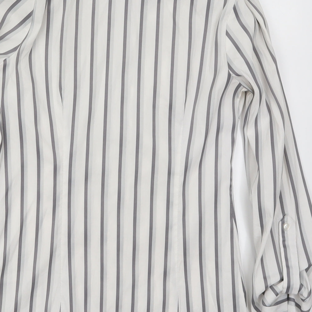 NEXT Womens White Striped  Basic Button-Up Size 6