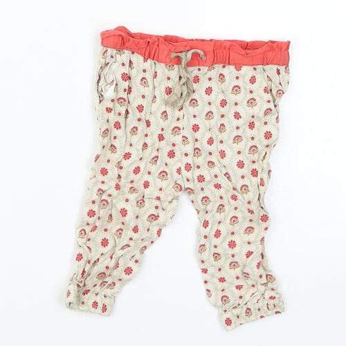 Zara Girls Beige Floral  Capri Trousers Size 6-9 Months