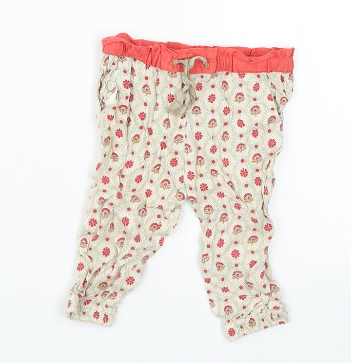 Zara Girls Beige Floral  Capri Trousers Size 6-9 Months