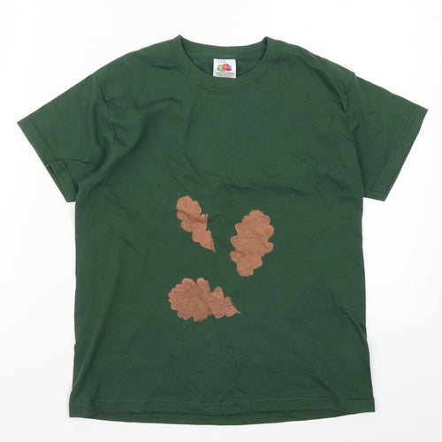 Fruit of the Loom Girls Green   Basic T-Shirt Size 7-8 Years  - Leaves