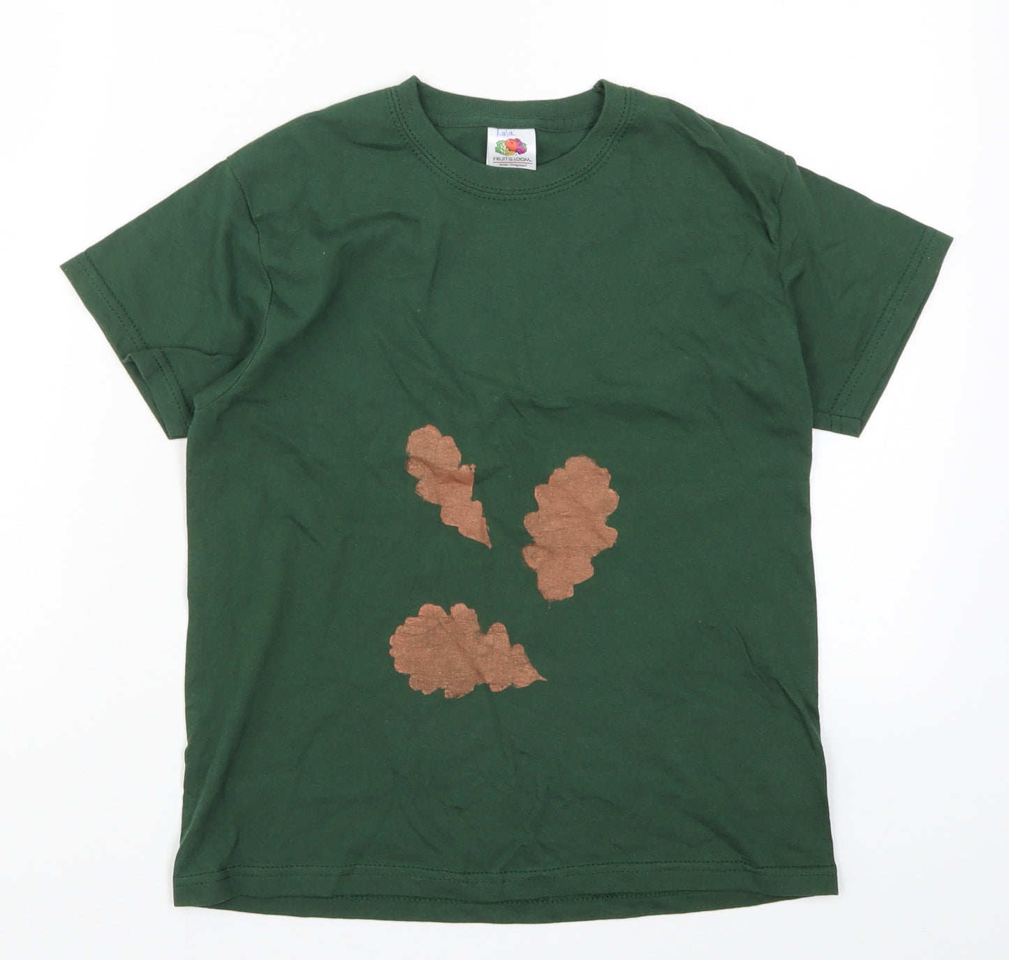 Fruit of the Loom Girls Green   Basic T-Shirt Size 7-8 Years  - Leaves