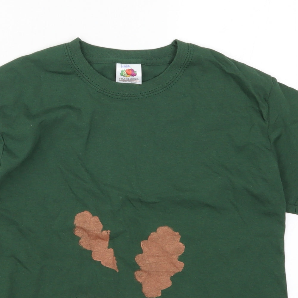 Fruit of the Loom Girls Green   Basic T-Shirt Size 7-8 Years  - Leaves
