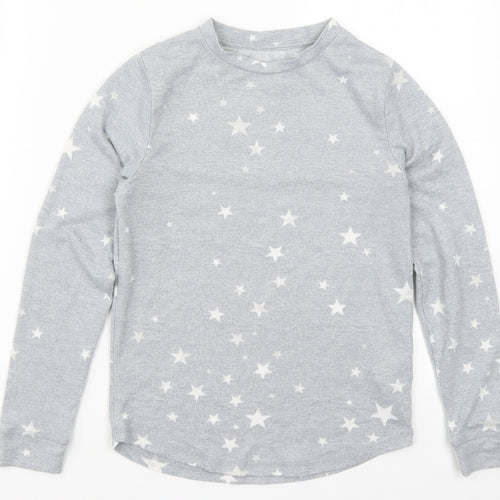 Peacocks Girls Grey Geometric  Top Pyjama Top Size 10-11 Years  - Stars