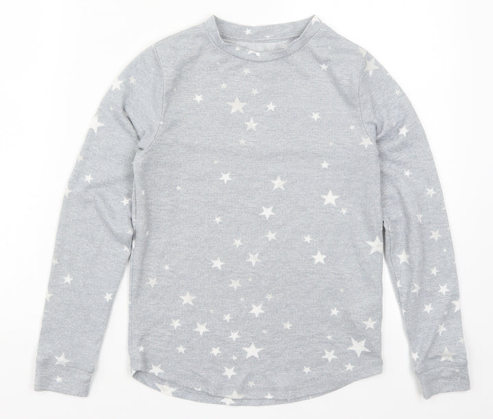 Peacocks Girls Grey Geometric  Top Pyjama Top Size 10-11 Years  - Stars