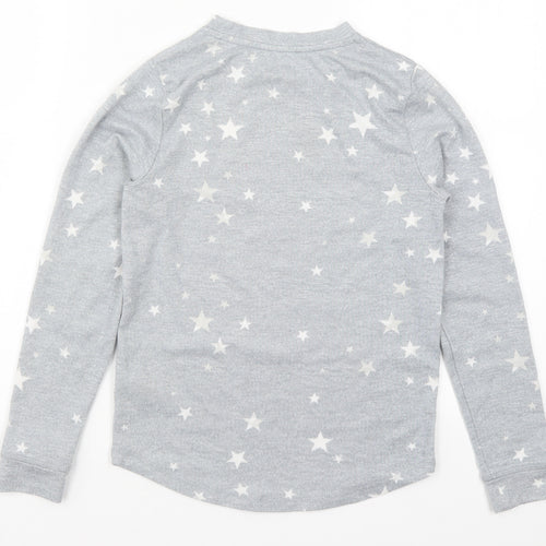 Peacocks Girls Grey Geometric  Top Pyjama Top Size 10-11 Years  - Stars