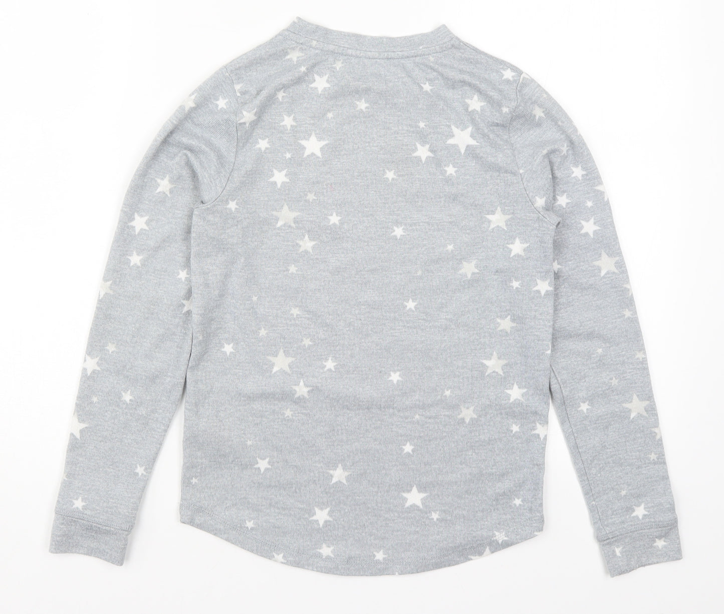Peacocks Girls Grey Geometric  Top Pyjama Top Size 10-11 Years  - Stars