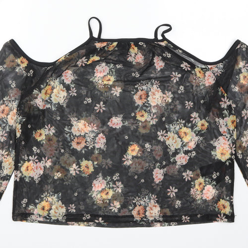 New Look Womens Black Floral  Basic Blouse Size 12