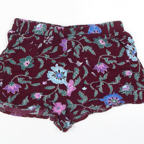 Diffuse Womens Red Floral  Mom Shorts Size 8 - Burgundy