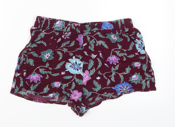 Diffuse Womens Red Floral Mom Shorts Size 8 - Burgundy