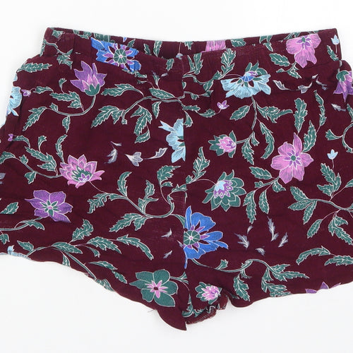 Diffuse Womens Red Floral  Mom Shorts Size 8 - Burgundy