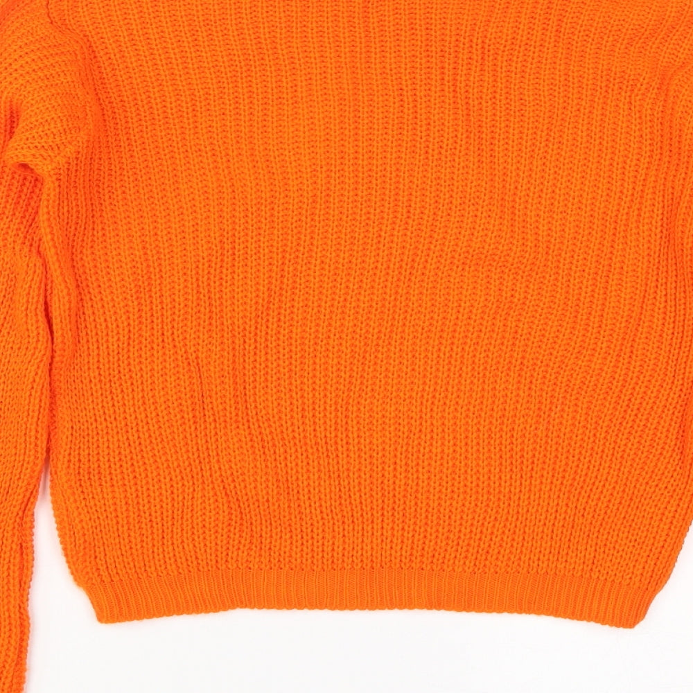 Glamorous Womens Orange  Knit Pullover Jumper Size S