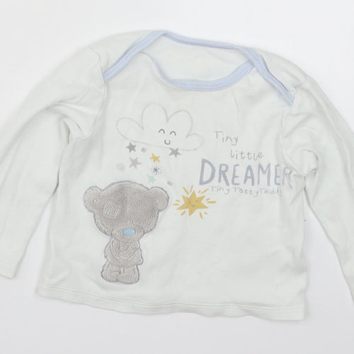 Morrisons Baby White   Basic T-Shirt Size 12-18 Months  - Tatty Teddy Tiny Little Dreamer