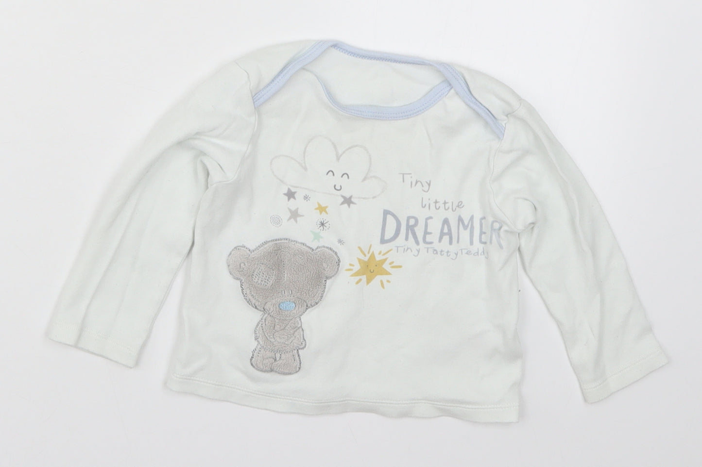 Morrisons Baby White   Basic T-Shirt Size 12-18 Months  - Tatty Teddy Tiny Little Dreamer