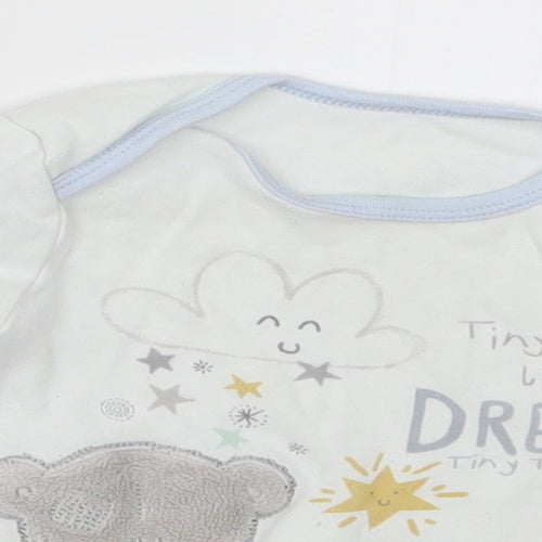 Morrisons Baby White   Basic T-Shirt Size 12-18 Months  - Tatty Teddy Tiny Little Dreamer