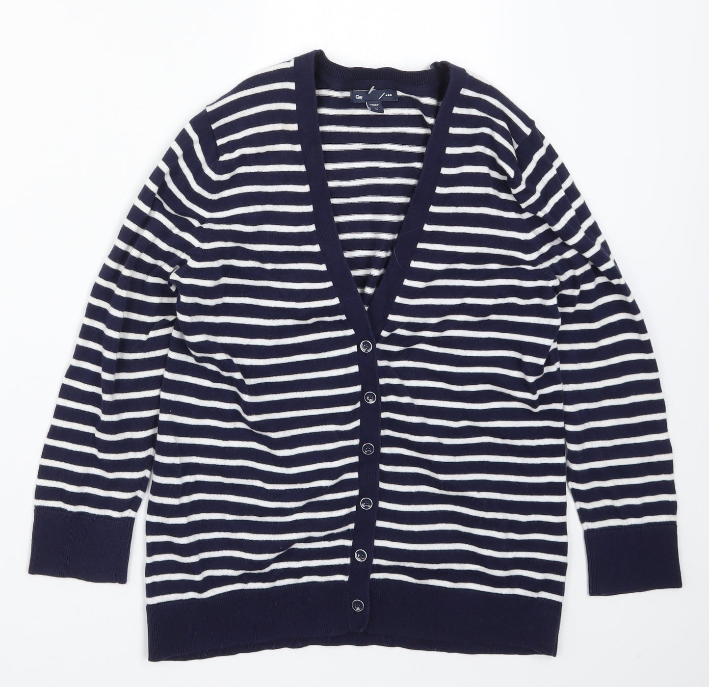 Gap Womens Blue Striped Knit Cardigan Jumper Size M
