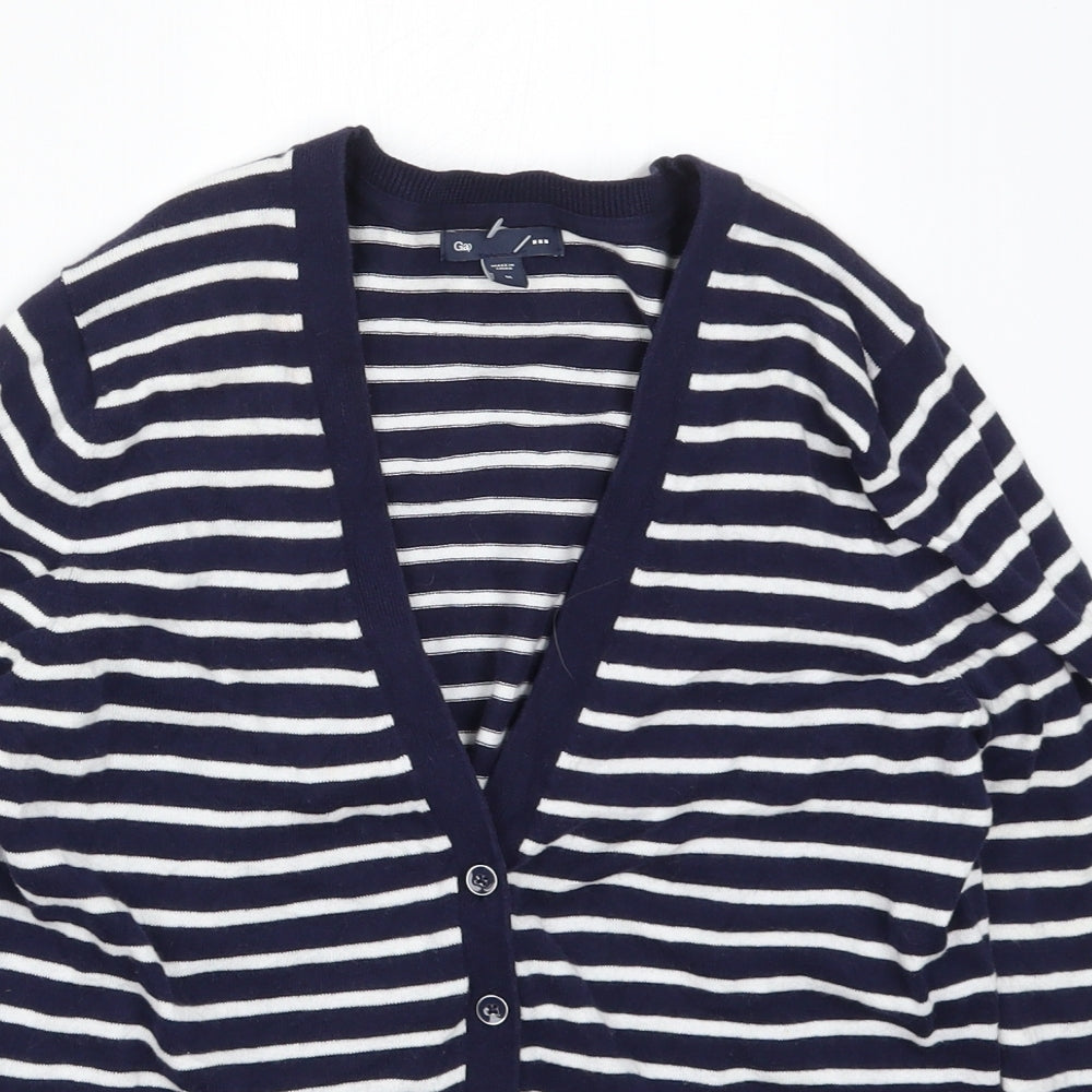 Gap Womens Blue Striped Knit Cardigan Jumper Size M
